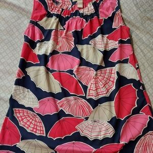 Banana Republic Pink and Beige Umbrella Print Blouse